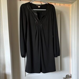 Elegant Black Shift Dress with Subtle Matte Sequin Detail